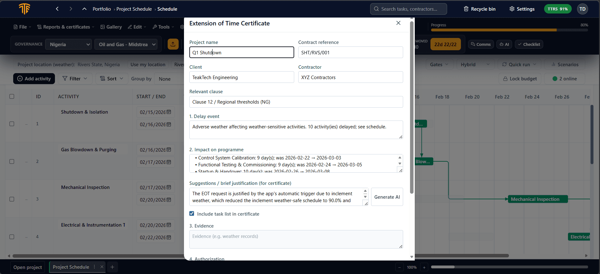 EoT and evidence view